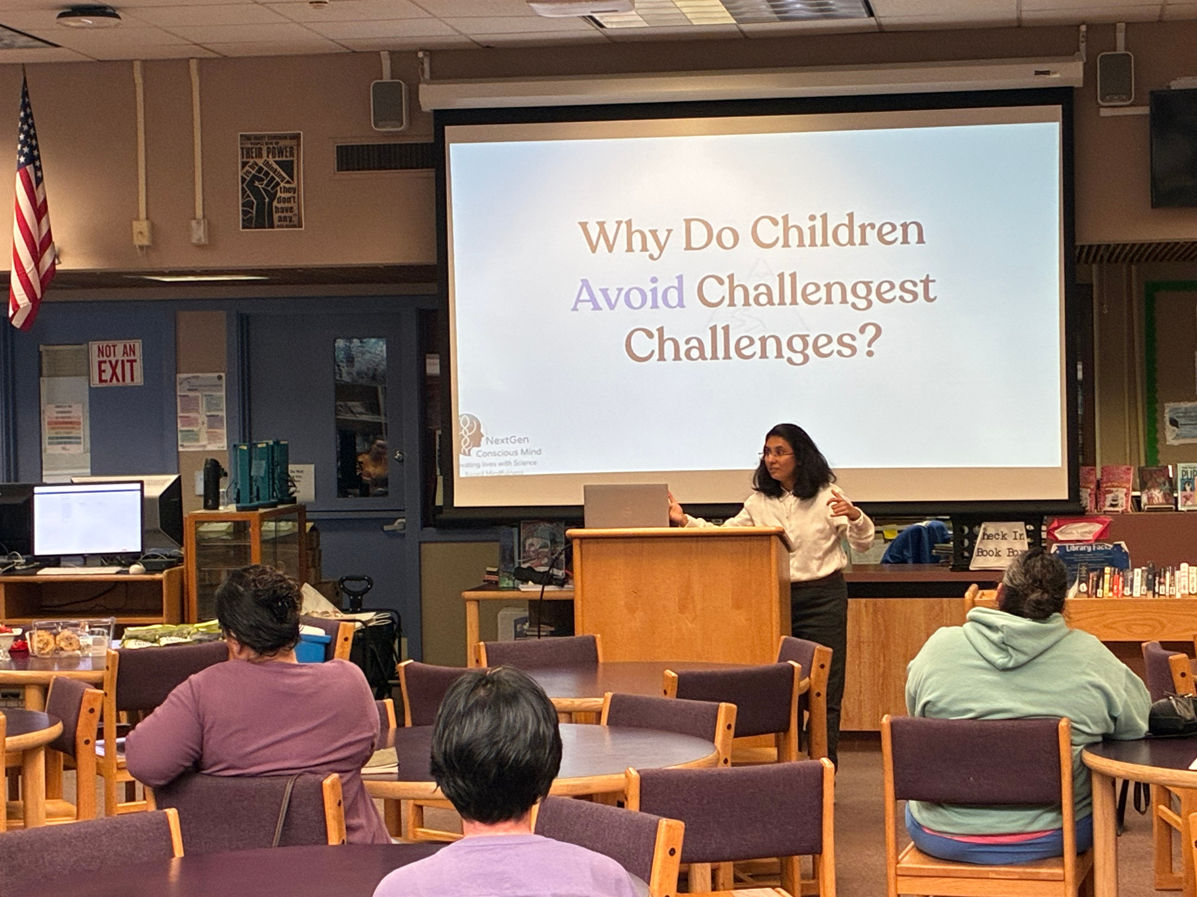 Parents participating in the Raising Confident Kids workshop at Newark Middle School PTSA
